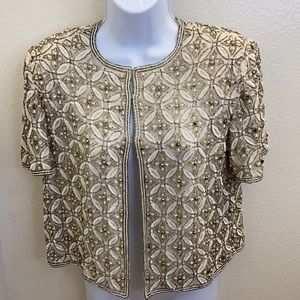 Stenay Vintage Silk Pearl Sequin Beaded Retro 60’s Jacket Top S